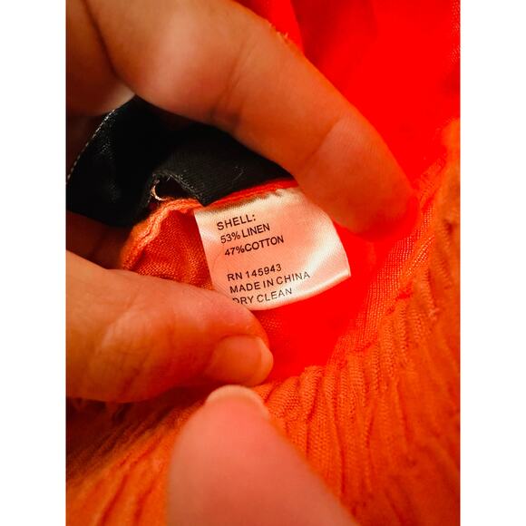 TOME Orange Ombré Linen Blend Dip-dyed Smocked Waist Wide Leg Pants size Medium - Picture 8 of 16